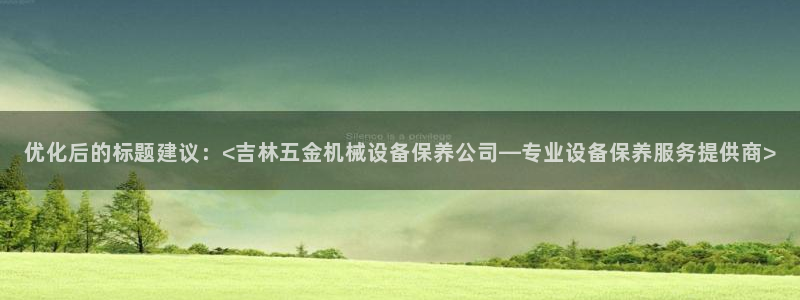 优化后的标题建议：<吉林五金机械设备保养公司—专业设备保养服务提供商>