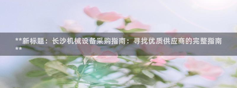 杏盛东24 35 53：**新标题：长沙机械设备采购指南：寻找优质供应商的完整指