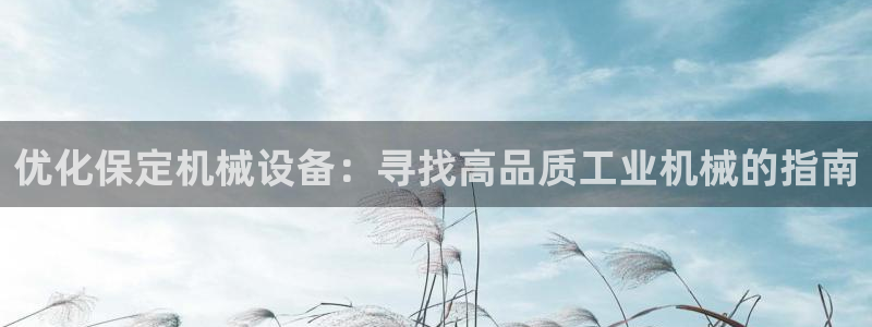 杏盛平台登陆：优化保定机械设备：寻找高品质工业机械的指南