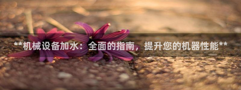 杏盛平台官网注册：**机械设备加水：全面的指南，提升您的机器性能**