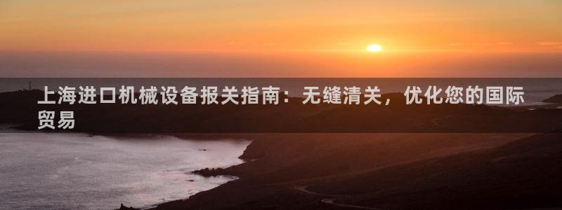 杏盛平台登录地址：上海进口机械设备报关指南：无缝清关，优化您的国际
贸易
