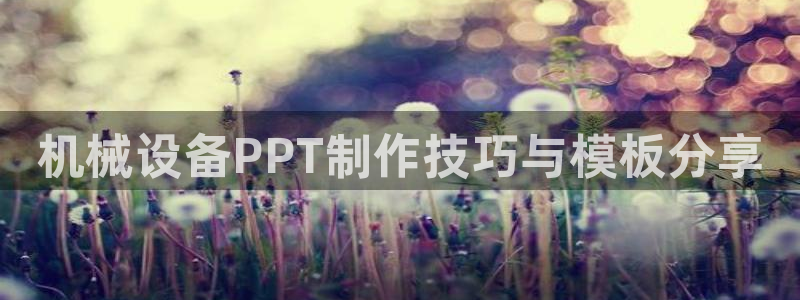 杏盛东24 35 53：机械设备PPT制作技巧与模板分享