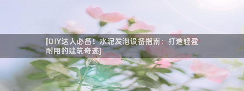 杏盛平台登录地址：[DIY达人必备！水泥发泡设备指南：打造轻盈
耐用的建筑奇迹]